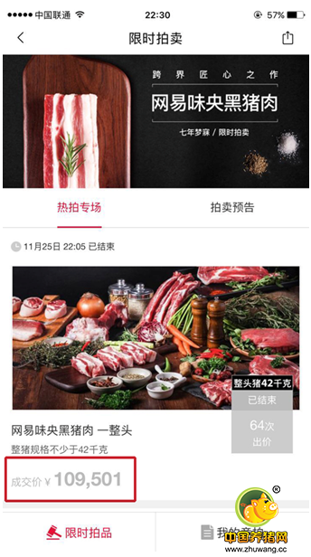 匠心者的胜利！网易味央首头黑猪拍出11万天价