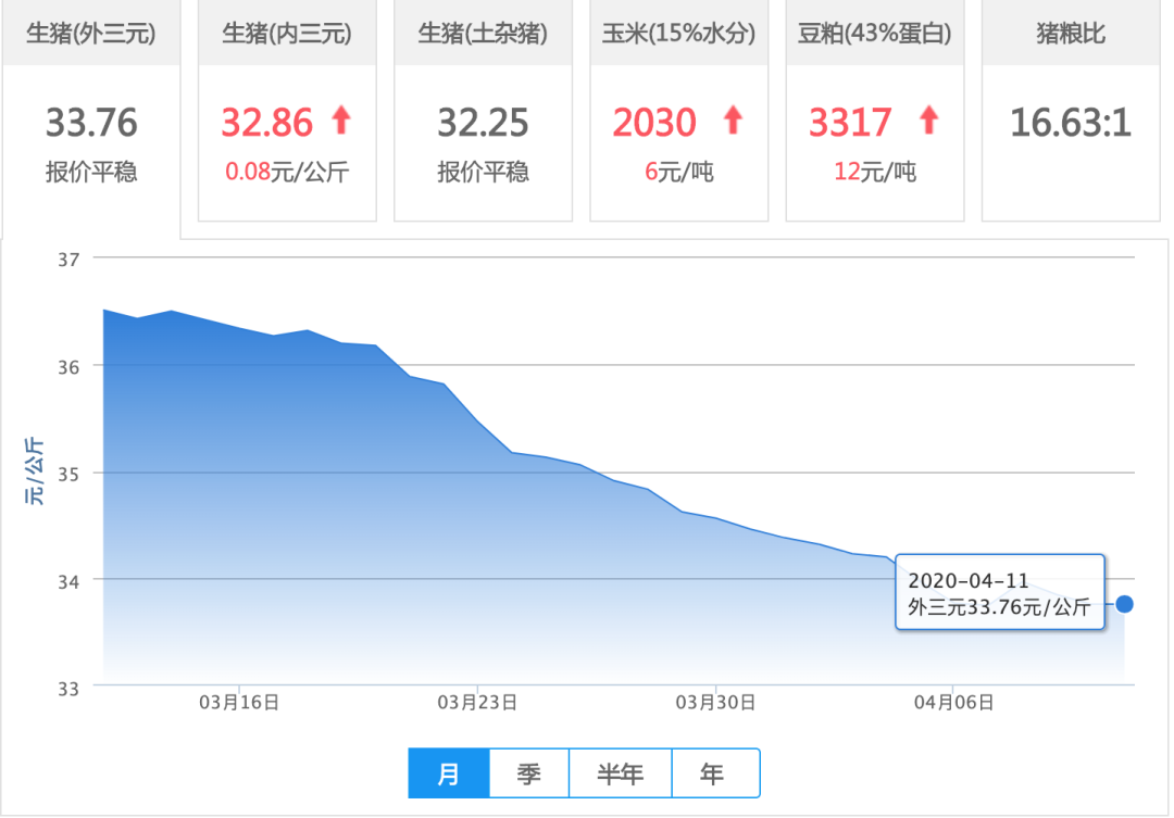 4月11日猪价【持平】——最新生猪价格、仔猪价格报价