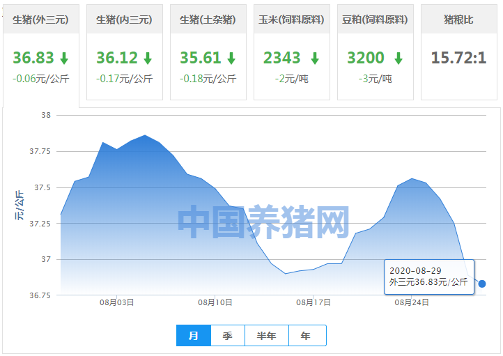 8月29日：6涨、19跌！猪价“大跳水”，还有救吗？
